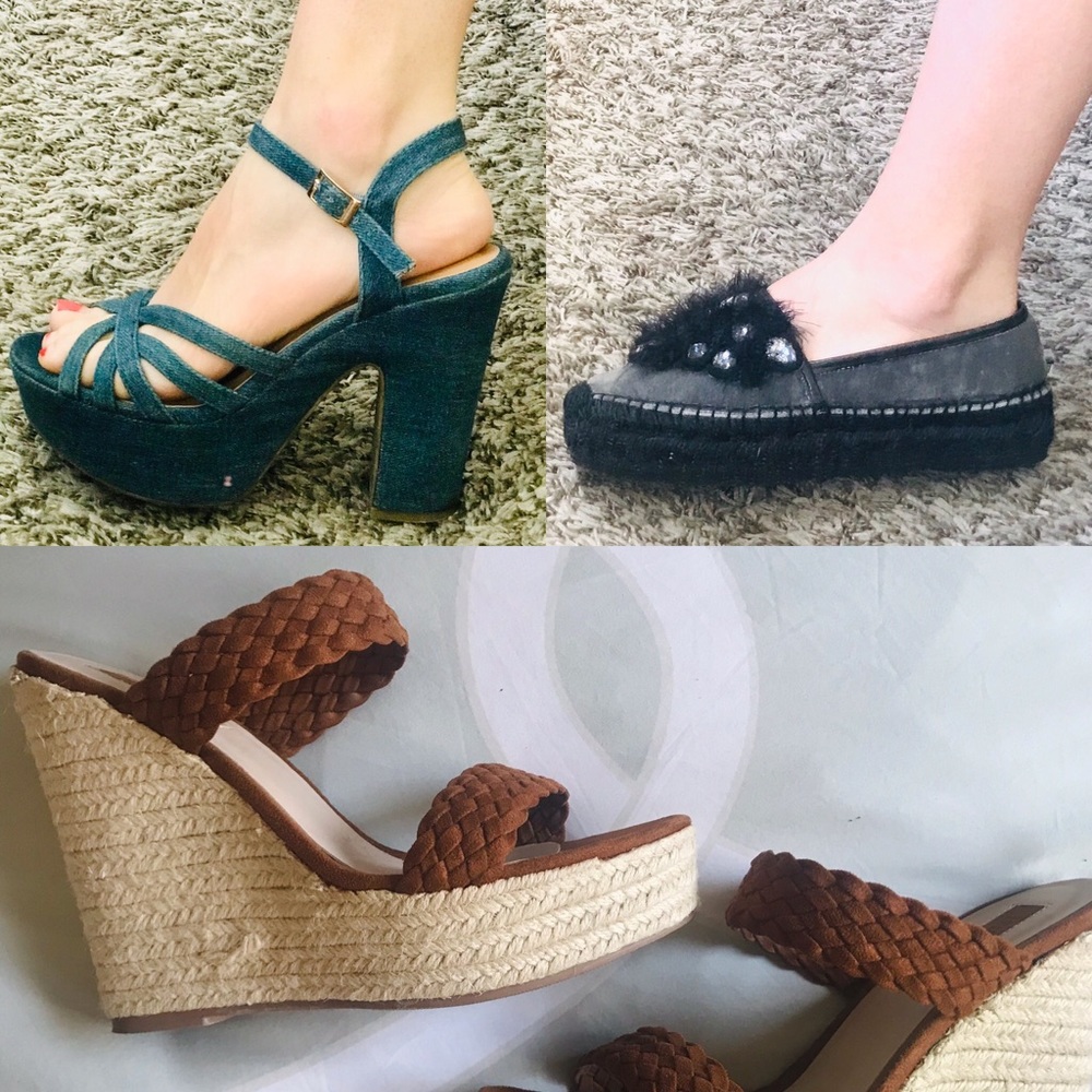 3 pairs of woman espadrille/ platform sandals